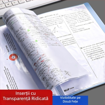 Mapă A4 cu mai multe compartimente, albastră, transparentă