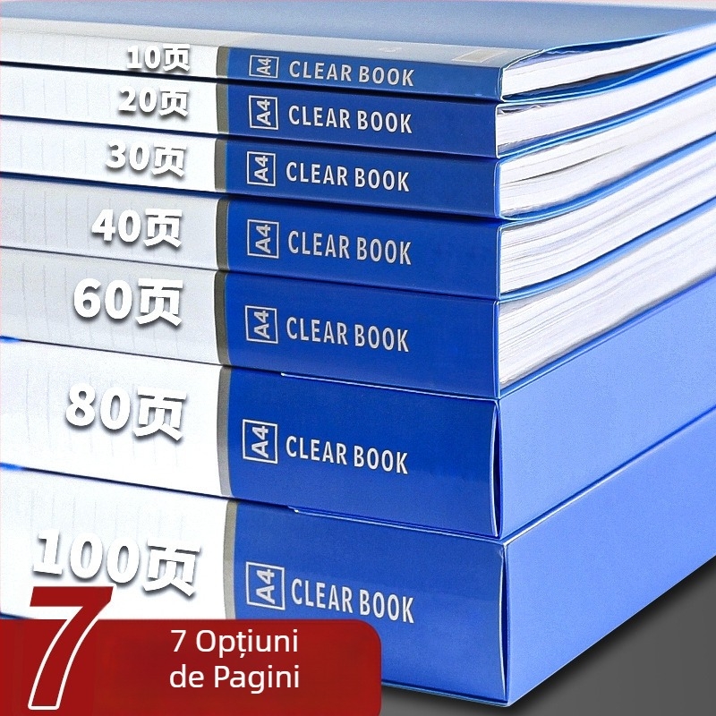 Mapă A4 cu mai multe compartimente, albastră, transparentă