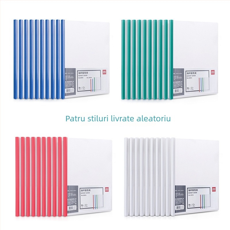 Deli 5854 dosar A4 transparent cu clemă pentru tijă, pachet de 10 buc.
