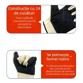 Mănuși de lucru din pânză pentru protecția muncii, izolație termică, antiarși, rezistente la temperaturi înalte, durabile, trei straturi groase de pânză