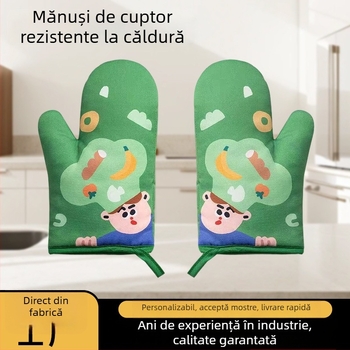 Mănuși izolate anti-arși, rezistente la temperaturi înalte, groase, cu design desen animat, pentru cuptor și cuptor cu microunde, ustensile de bucătărie pentru coacere