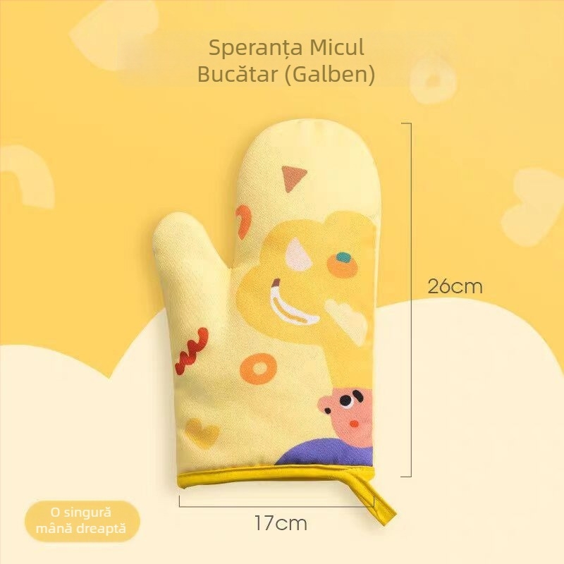 Mănuși izolate anti-arși, rezistente la temperaturi înalte, groase, cu design desen animat, pentru cuptor și cuptor cu microunde, ustensile de bucătărie pentru coacere