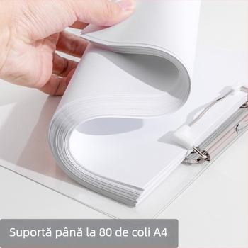 Acest tablă de scris transparentă A4, cu dosar de documente pliabil, este potrivită pentru birou și școală, cu posibilitatea personalizării cu logo.