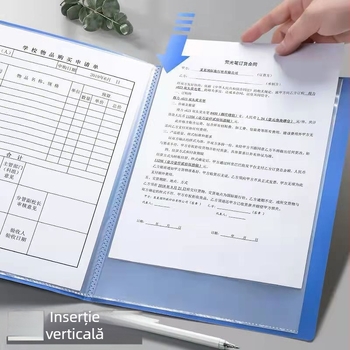 Dosar A4 cu buzunare transparente în mai multe straturi pentru documente și foi de examen