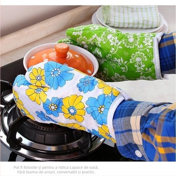 Set de mănuși izolante pentru temperaturi înalte, pentru cuptor și cuptor cu microunde, rezistente la căldură