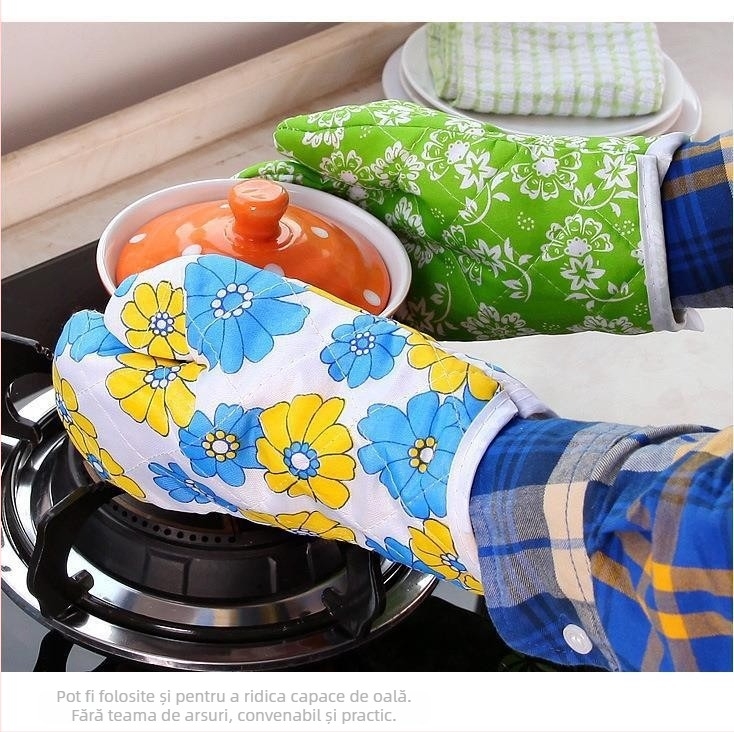 Set de mănuși izolante pentru temperaturi înalte, pentru cuptor și cuptor cu microunde, rezistente la căldură