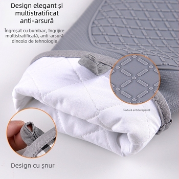 Mănuși de bucătărie din silicon cu căptușeală de bumbac, rezistente la temperaturi înalte, impermeabile și izolate, potrivite pentru cuptor