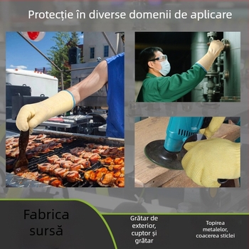 Mănuși din aramidă rezistente la temperaturi înalte pentru BBQ, cuptor și cuptor cu microunde; protecție împotriva arsurilor