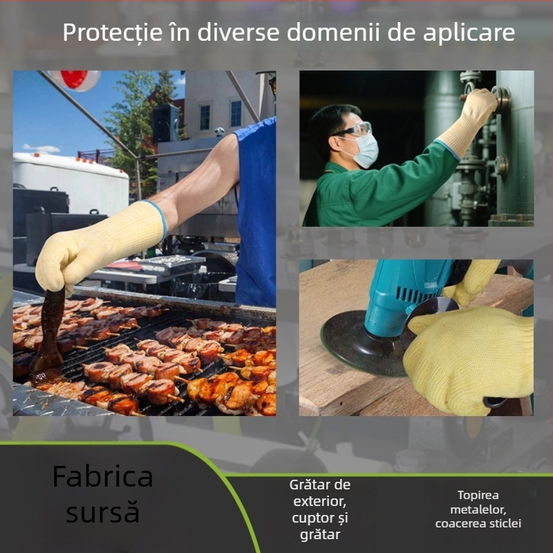 Mănuși din aramidă rezistente la temperaturi înalte pentru BBQ, cuptor și cuptor cu microunde; protecție împotriva arsurilor