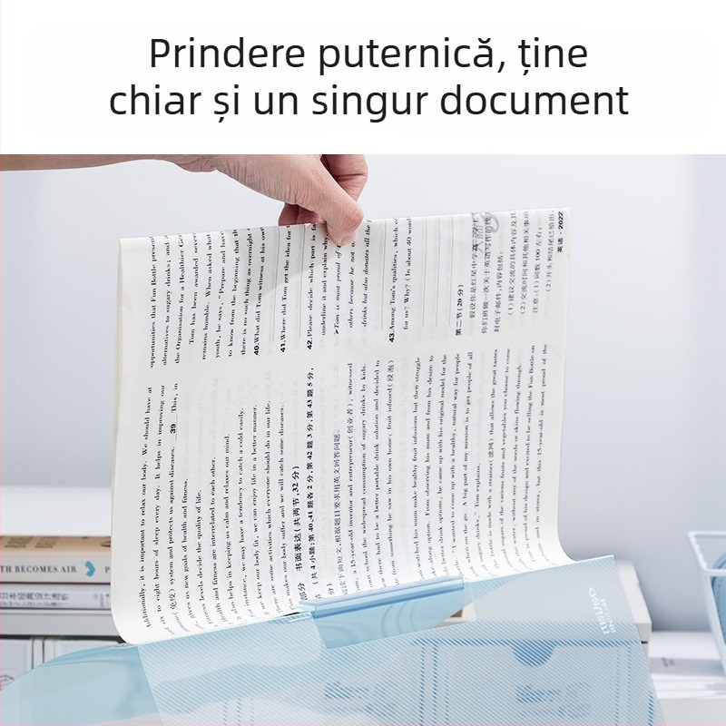 Mapă A4 transparentă cu clemă rotativă și închidere laterală