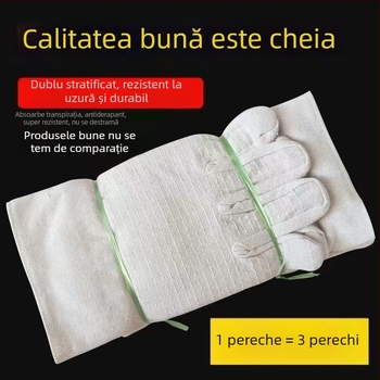 Mănuși din pânză cu 24 fire pentru protecție în construcții, anti-alunecare, pentru sudare cu arc, rezistente la uzură, îngroșate, protecție termică