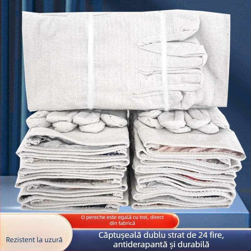 Mănuși din pânză cu 24 fire pentru protecție în construcții, anti-alunecare, pentru sudare cu arc, rezistente la uzură, îngroșate, protecție termică