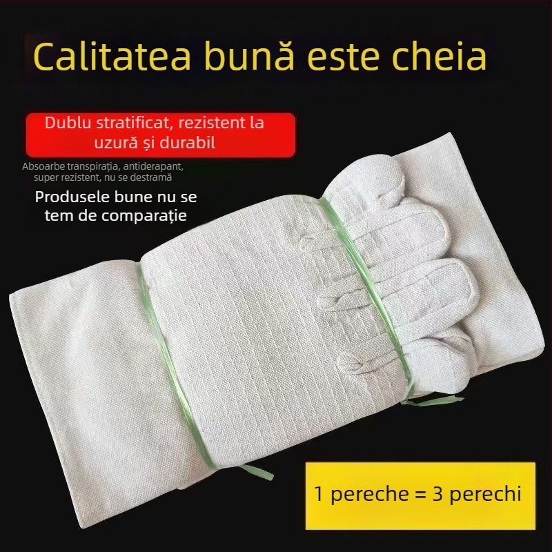 Mănuși din pânză cu 24 fire pentru protecție în construcții, anti-alunecare, pentru sudare cu arc, rezistente la uzură, îngroșate, protecție termică