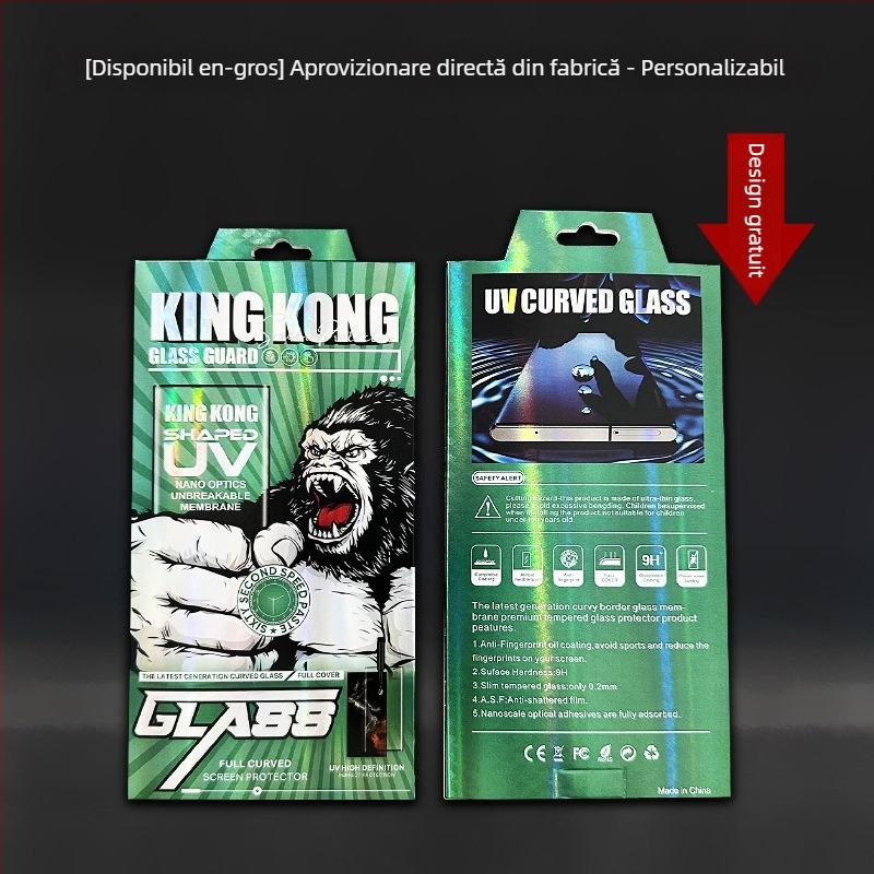 Ambalaj UV pentru Samsung și Huawei, protecție a confidențialității pentru sticlă securizată, cutie cu design diamant și tavă blister pentru filmul curbat