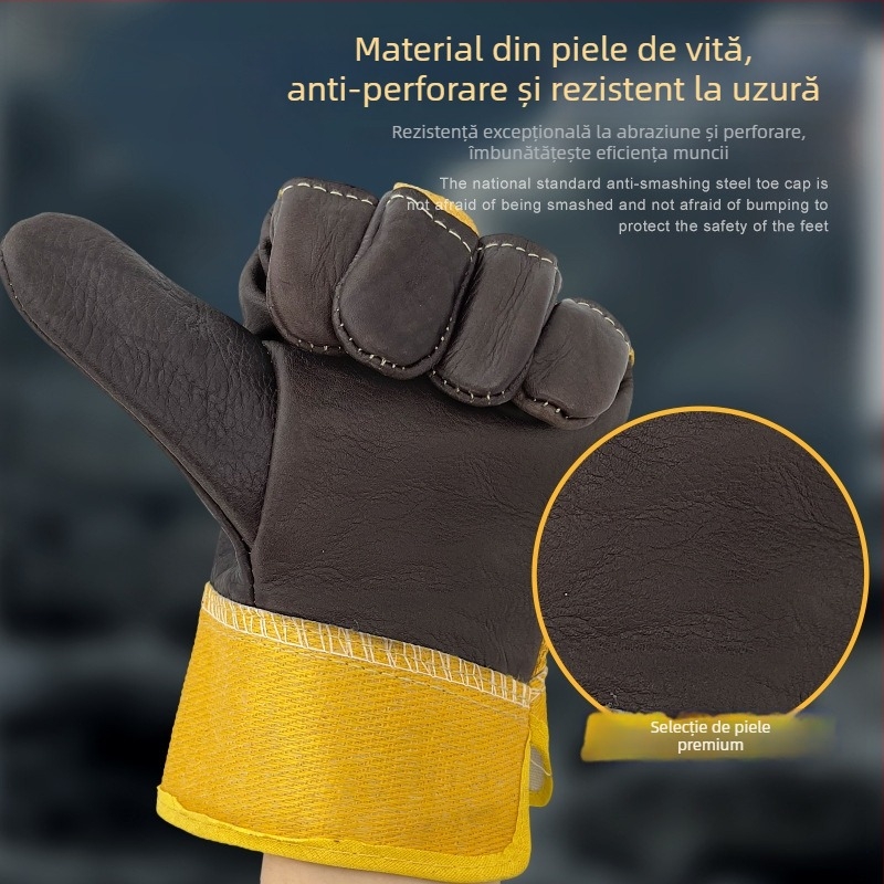 Mănuși de sudură din piele de vițel, rezistente la temperaturi înalte, anti-arzuri, moi și rezistente la uzură, mănuși de protecție groase pentru sudori