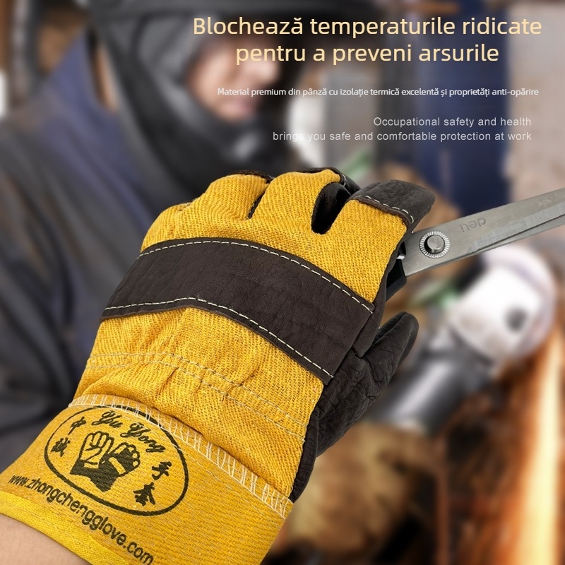 Mănuși de sudură din piele de vițel, rezistente la temperaturi înalte, anti-arzuri, moi și rezistente la uzură, mănuși de protecție groase pentru sudori