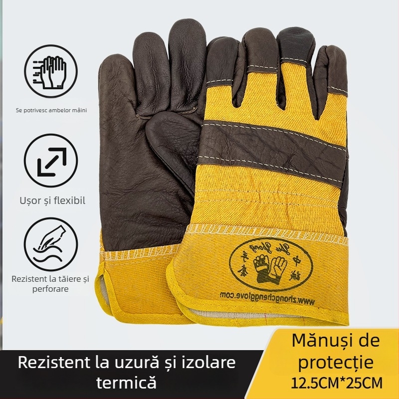 Mănuși de sudură din piele de vițel, rezistente la temperaturi înalte, anti-arzuri, moi și rezistente la uzură, mănuși de protecție groase pentru sudori