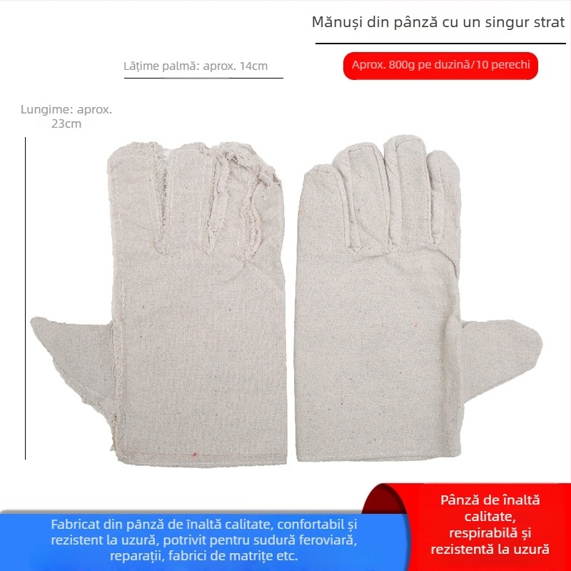 Mănuși de protecție din pânză, cu căptușeală completă, dublu strat, rezistente la uzură, pentru sudură și reparații feroviare.