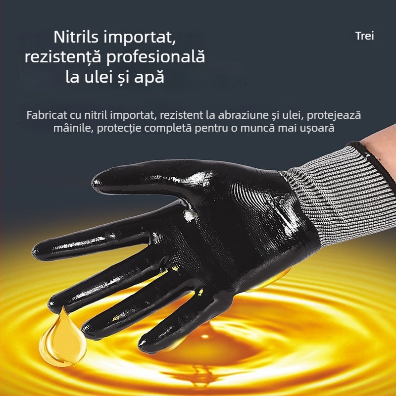 Mănuși de protecție groase din cauciuc, cu acoperire rezistente la abraziune, impermeabile și rezistente la ulei, pentru vopsire și sudură.