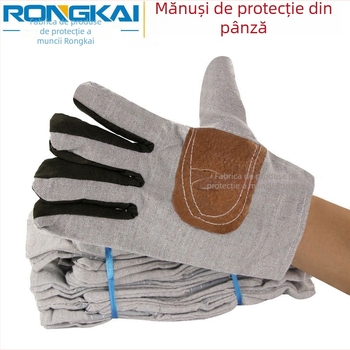 Mănuși din pânză cu palmă din piele, protecție rezistentă la uzură, pentru sudură, protecție din bumbac cu un singur strat