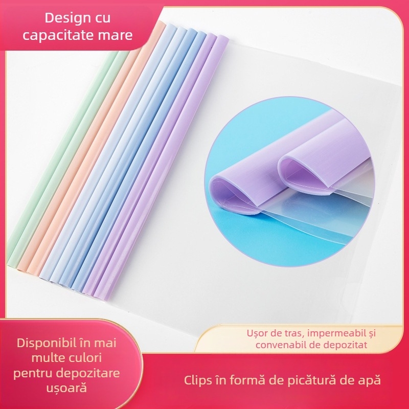 Mapă A4 transparentă cu clemă de levier, Morandi în nuanțe deschise, pentru documente, rapoarte de conferință și fișe de teste