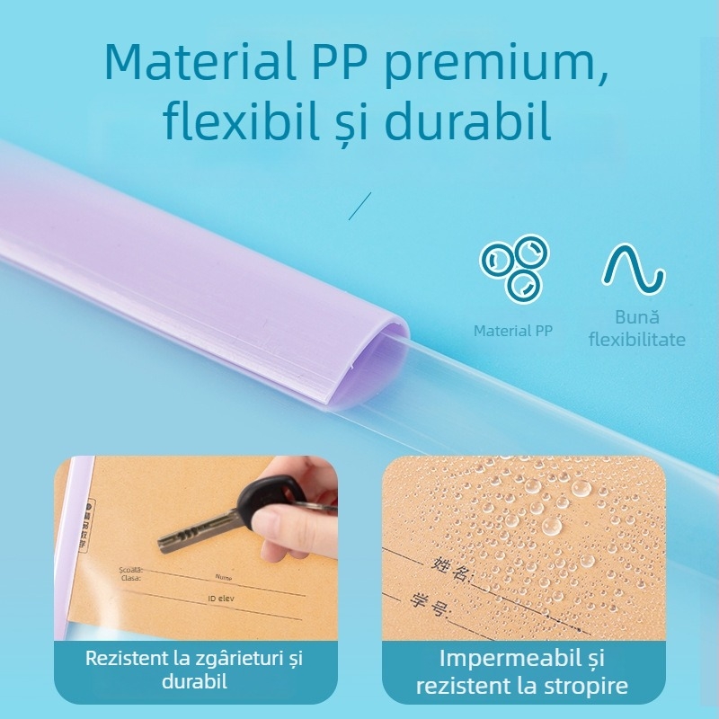 Mapă A4 transparentă cu clemă de levier, Morandi în nuanțe deschise, pentru documente, rapoarte de conferință și fișe de teste