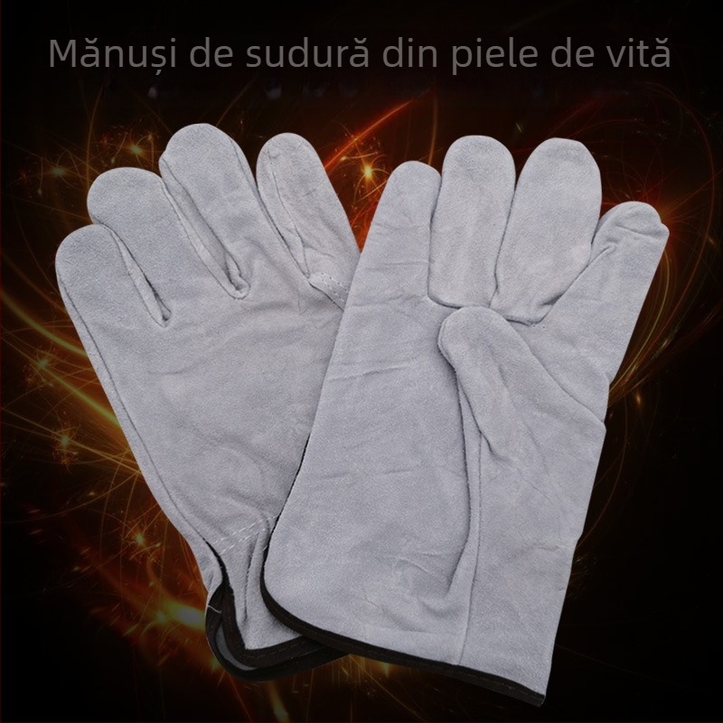 Mănuși de sudură din piele de vițel, două straturi, pentru sudură în șantiere navale, protecție împotriva stropilor și uzurii