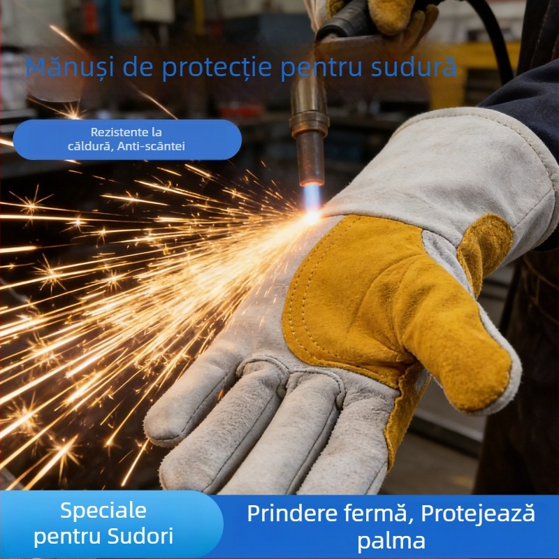 Mănuși de sudură din piele de miel, lungi, rezistente la temperaturi înalte, izolație termică, protecție împotriva arsurilor, durabile, îngroșate, pentru sudare MIG