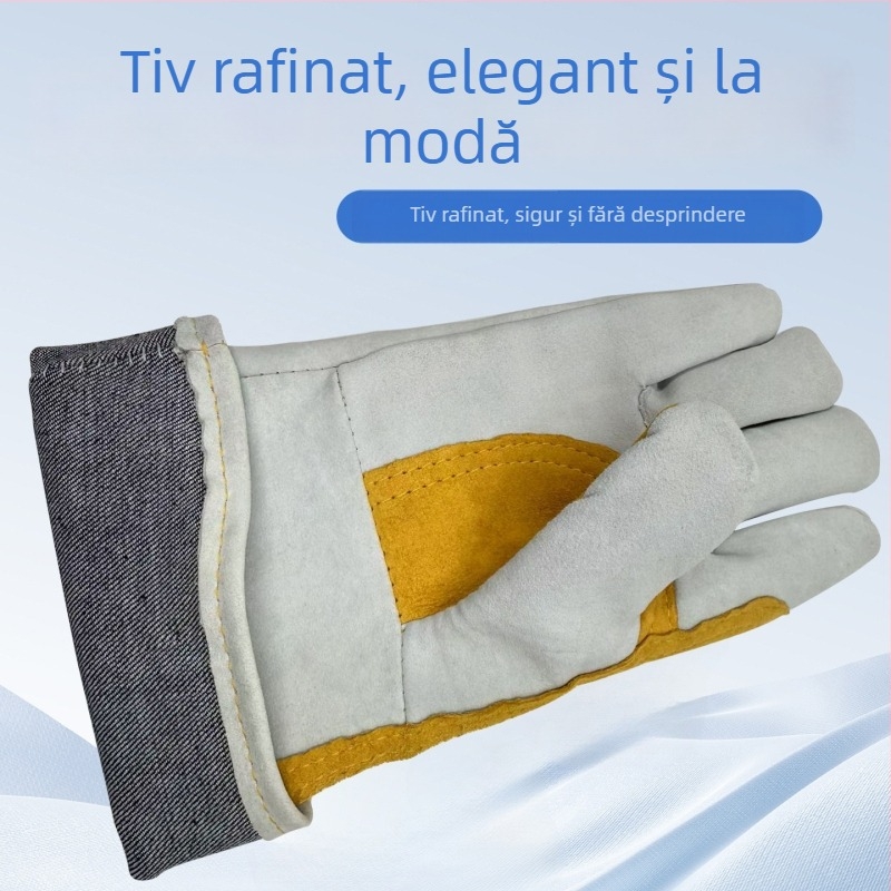 Mănuși de sudură din piele de miel, lungi, rezistente la temperaturi înalte, izolație termică, protecție împotriva arsurilor, durabile, îngroșate, pentru sudare MIG