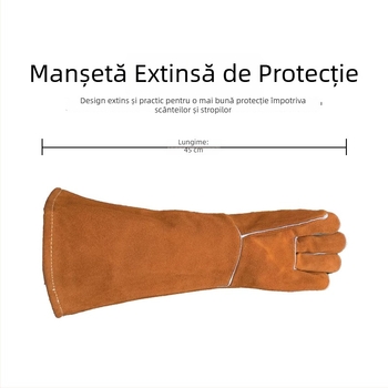 Mănuși de sudură din piele de vițel extinse, protecție împotriva arsurilor, rezistente la uzură, izolație termică, protecție împotriva stropilor, căptușeală întărită