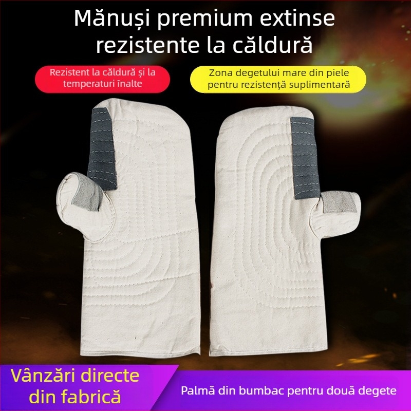 Mănuși izolante termice, 35 cm lungime, groase, pentru temperaturi înalte și scăzute, pentru cuptor și cazan