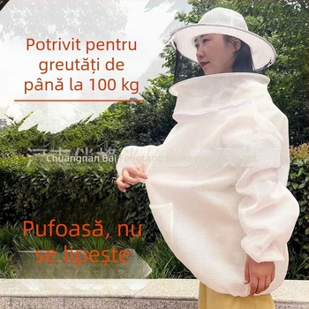 Top de apicultură 3D respirabil, actualizat în 2024, cu protecție pentru jumătate de corp, mai gros, anti-înțepături