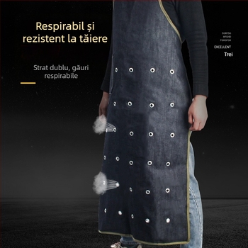 Sort de protecție din denim dublu cu barieră din oțel gros pentru protecție împotriva zgârieturilor în fabrica de sticlă, îmbrăcăminte de protecție unisex