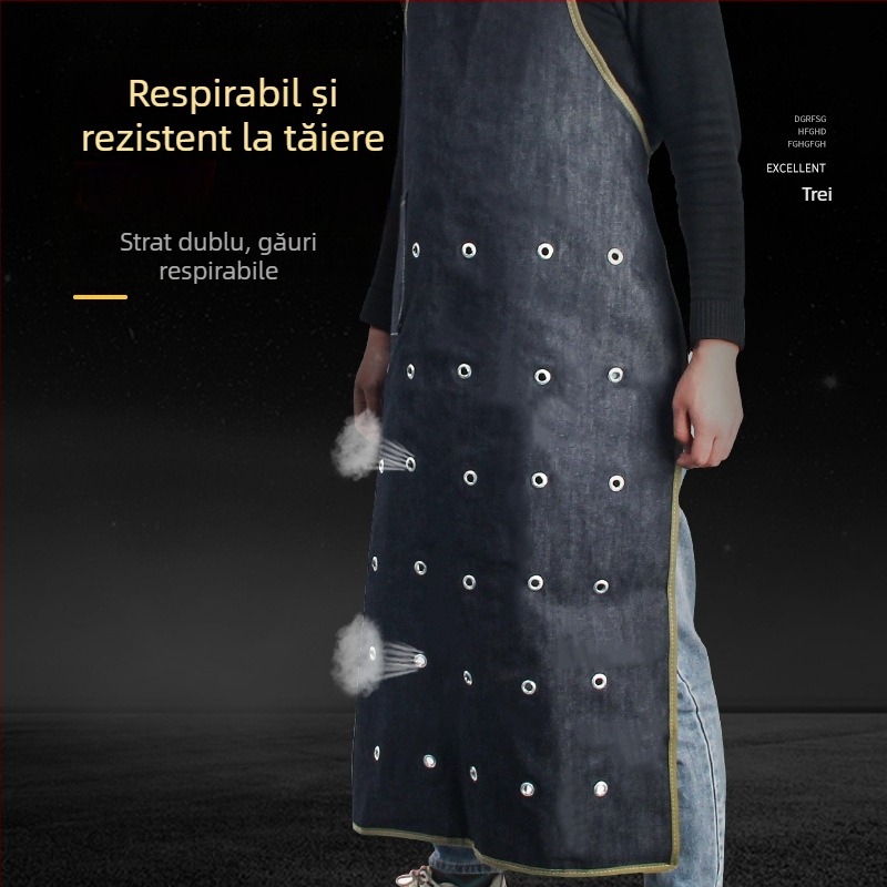 Sort de protecție din denim dublu cu barieră din oțel gros pentru protecție împotriva zgârieturilor în fabrica de sticlă, îmbrăcăminte de protecție unisex