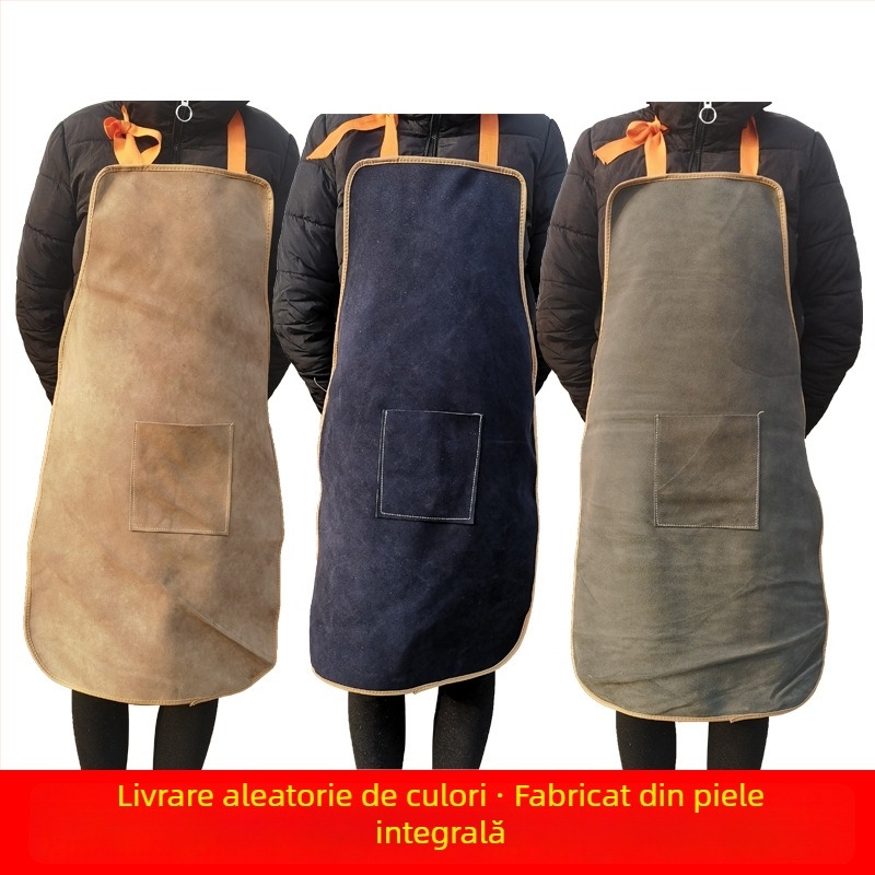 Șorț de sudură din piele de vacă – protecție împotriva arsurilor și a stropilor, rezistent la flăcări și la temperaturi înalte