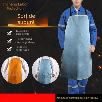 Sortă de sudură din piele de vită, cu izolație termică și protecție la scântei