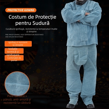 Jachetă de sudură din piele de vacă – protecție împotriva arsurilor și scânteilor, durabilă, în stoc