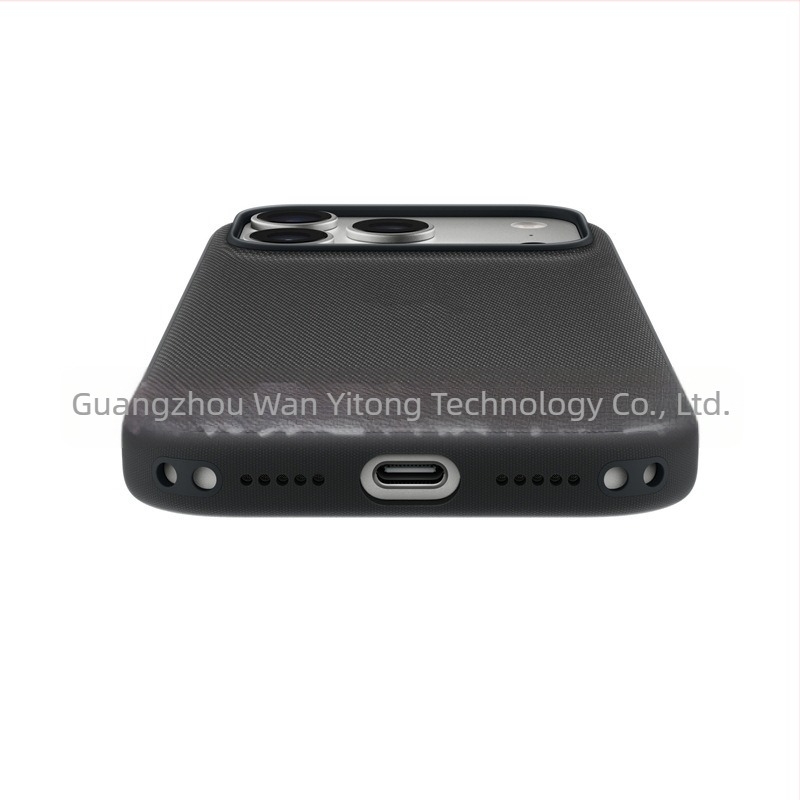 Carcasă din țesătură pentru iPhone 17 Pro Max, două în unu, cu buton AI pentru cameră și aderență magnetică puternică, PU piele, tricotat manual