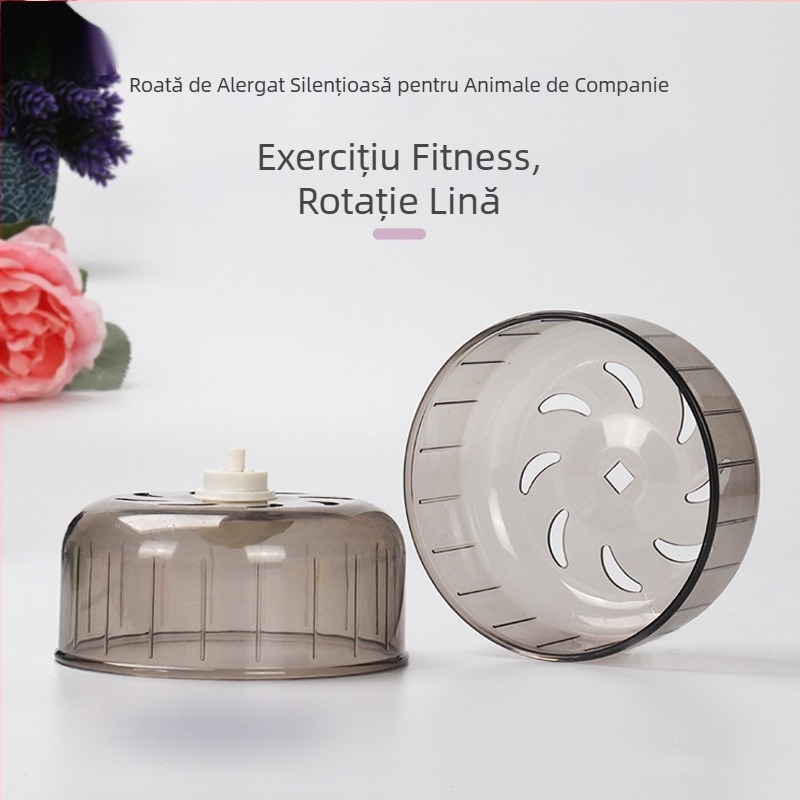 Hamster wheel pentru alergat, diametru 13 cm, mecanism de rulare cu cilindru și montaj tip bayonet