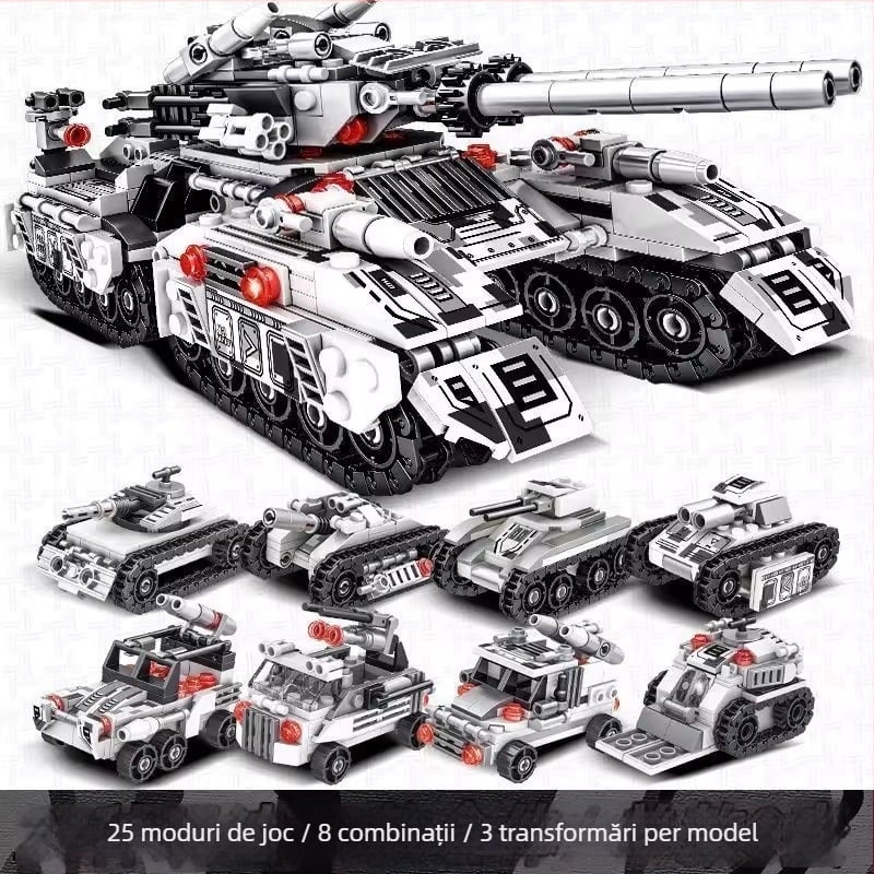 Tanc militar din blocuri, compatibil cu LEGO, jucărie educativă de construcție pentru băieți, cadou vehicul blindat