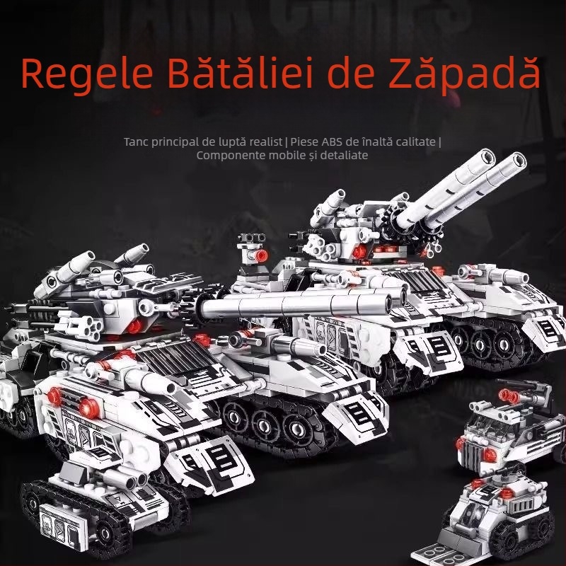 Tanc militar din blocuri, compatibil cu LEGO, jucărie educativă de construcție pentru băieți, cadou vehicul blindat