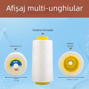 Ață de cusut 402 Liujing, 3000 de yarzi, poliester cu fibră scurtă, negru-alb