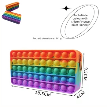 Penar din silicon pentru copii, design gradient, capacitate mare, organizator pentru rechizite