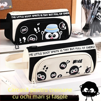 Penar mare de capacitate, cu design cu ochi mari, pentru fete și băieți, elevi din învățământ primar