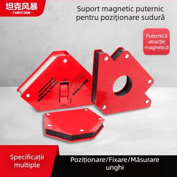 Suport magnetic pentru sudură cu dispozitiv de poziționare la unghiuri multiple, locator pentru unghi de 90° și riglă magnetică de sudură
