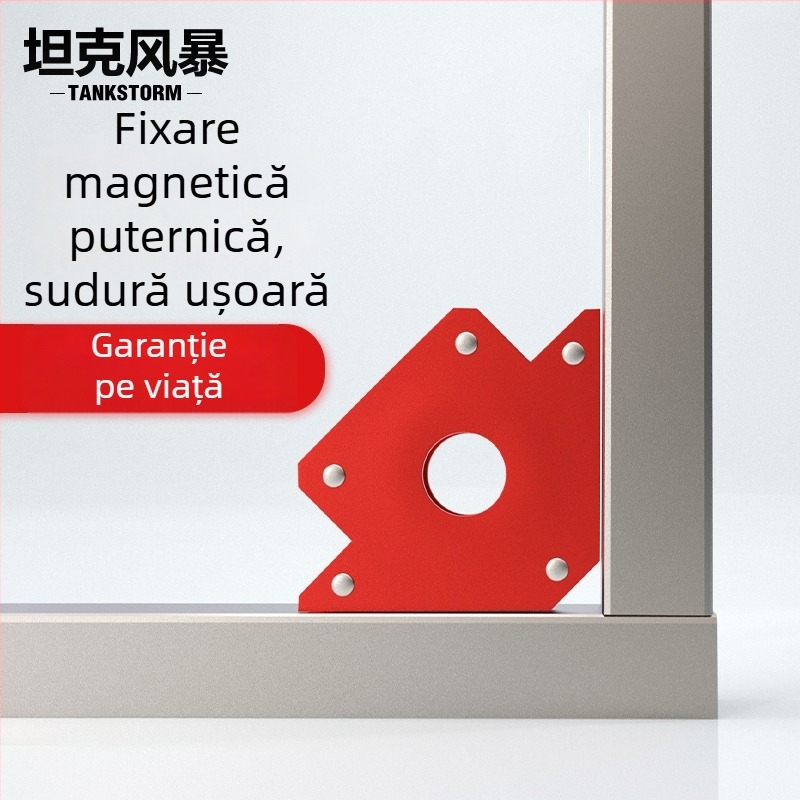 Suport magnetic pentru sudură cu dispozitiv de poziționare la unghiuri multiple, locator pentru unghi de 90° și riglă magnetică de sudură