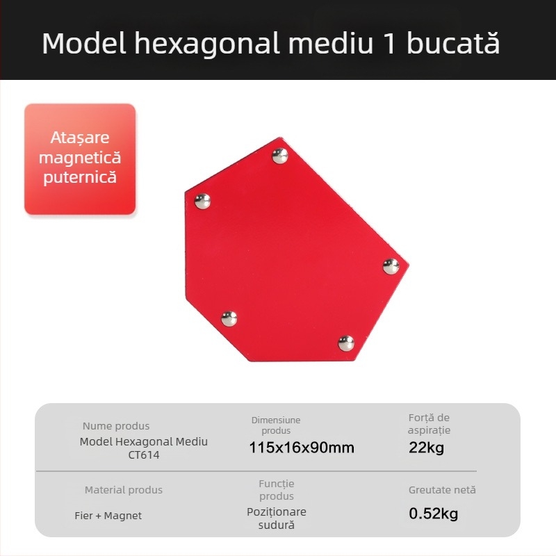 Suport magnetic pentru sudură cu dispozitiv de poziționare la unghiuri multiple, locator pentru unghi de 90° și riglă magnetică de sudură