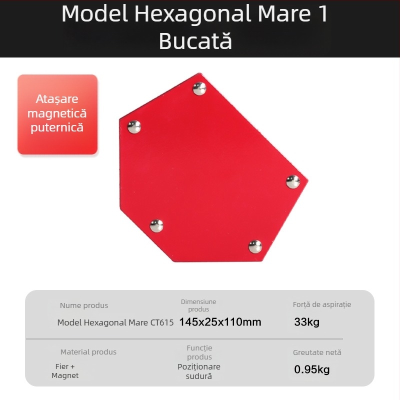 Suport magnetic pentru sudură cu dispozitiv de poziționare la unghiuri multiple, locator pentru unghi de 90° și riglă magnetică de sudură