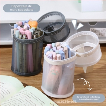 Penar transparent din plasă cu bază verticală, design simplu pentru elevi