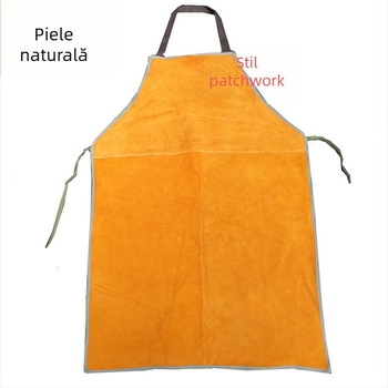 Șorț de sudură lung din piele de vițel — rezistent la căldură, rezistent la ulei, protecție împotriva arsurilor și scânteilor